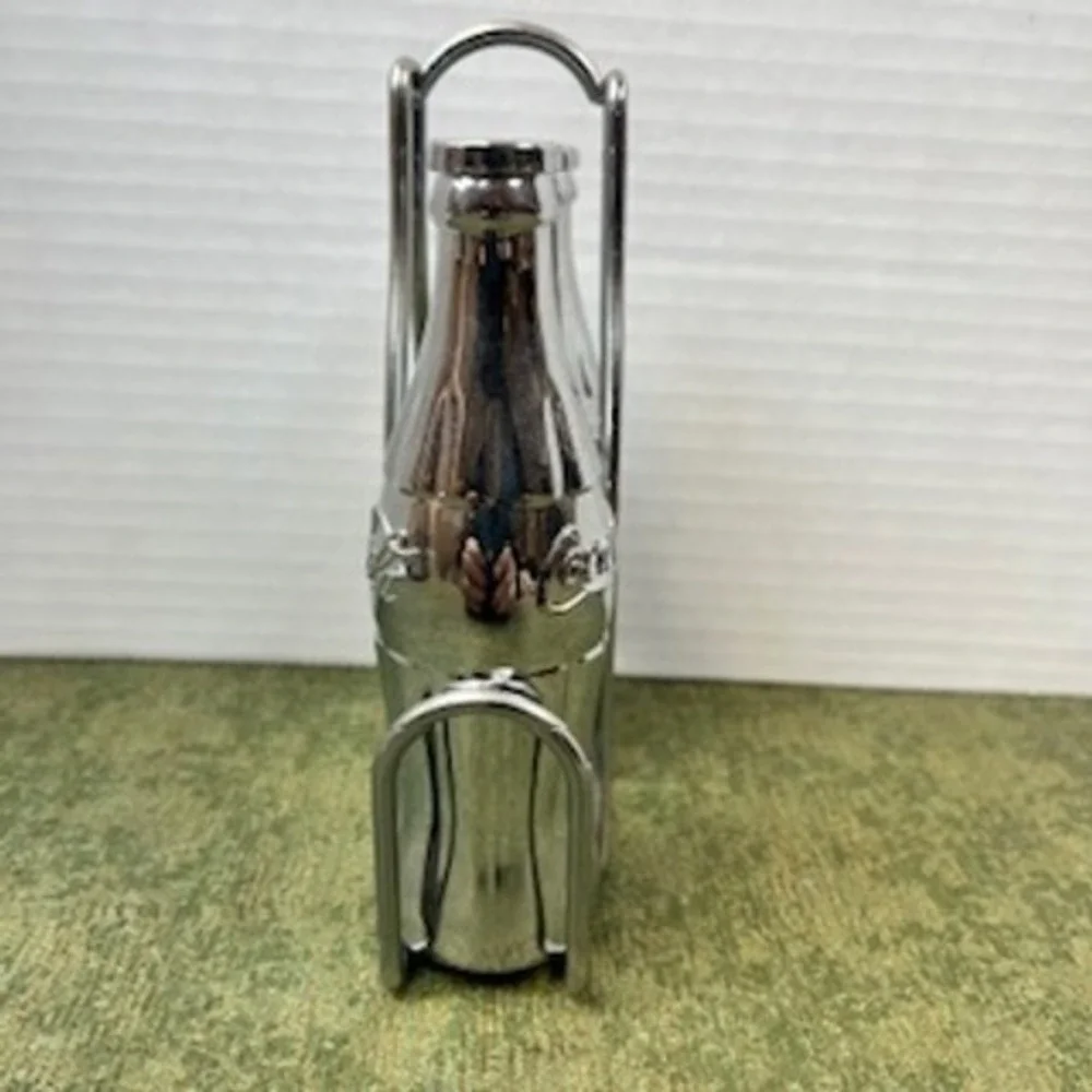 Coca Cola Salt Pepper Shakers Set‎ Chrome Metal Bottles Holder Retro Kitchen